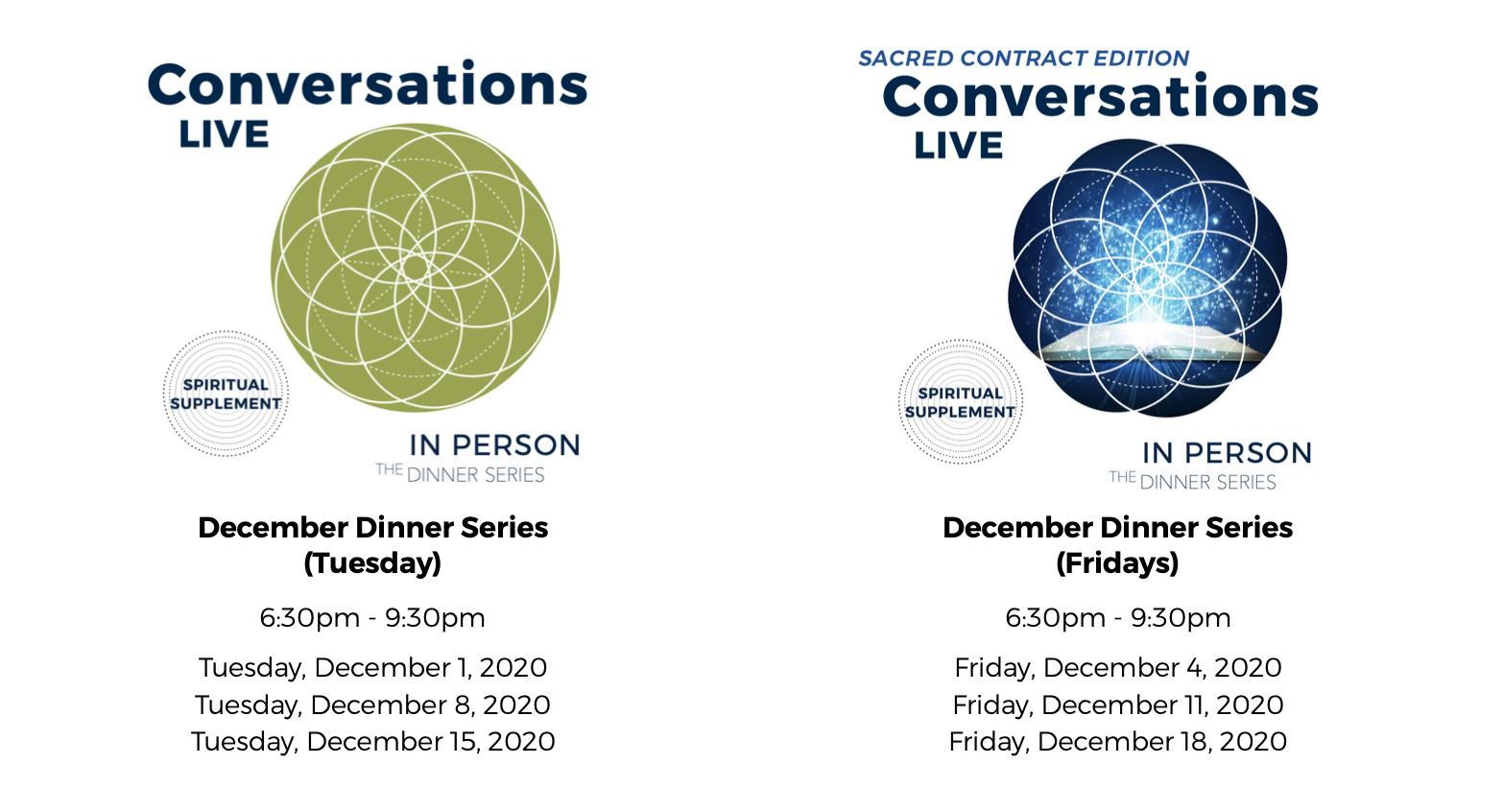 Conversations Live December 2020 Dinner Series Dates